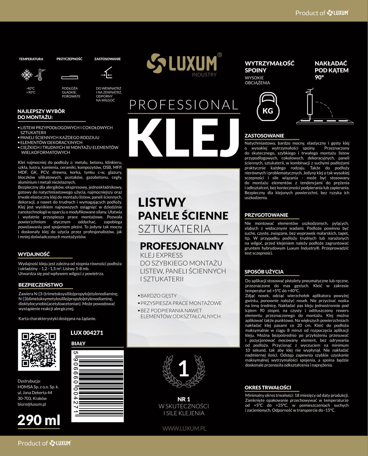 etykieta klej listwy luxum