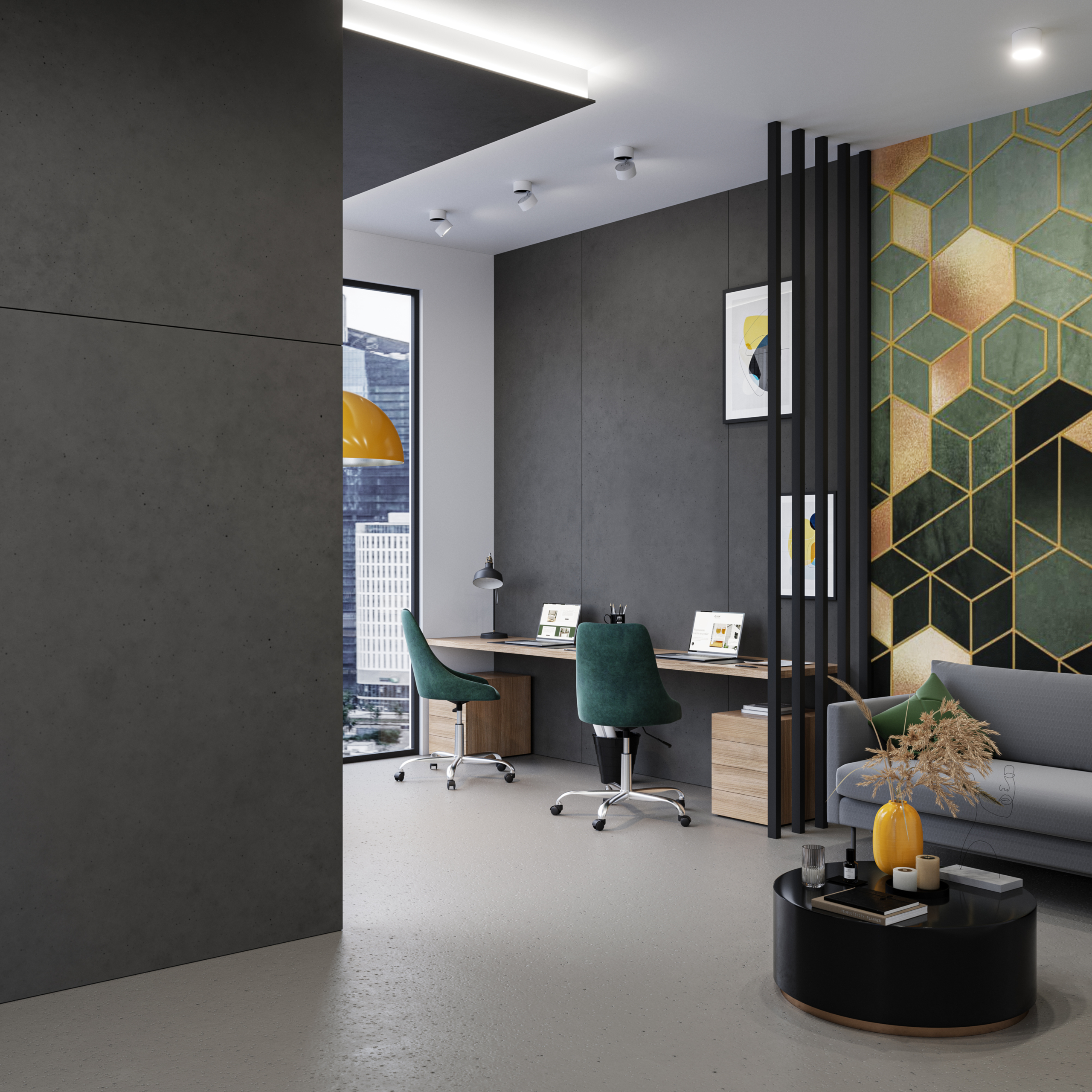 Luxum, wielkoformatowy beton architektoniczny na wymiar; lampa Luminato
